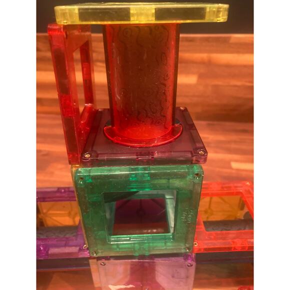 Magnetic Tiles + Pipe Set TONS of pieces Pre-owned Playmags + Lukat Brands - Picture 8 of 16